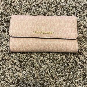 MK pastel pink logo wallet